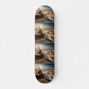 Ornate Silver Dagger on Beach at Sunset – Fantasy Skateboard