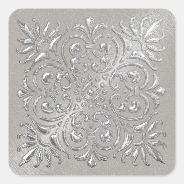 Ornate Silver Embossed Look Sticker (Front)