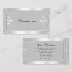 Ornate Silver Light Gray Sparkle Jewels Ornamental Business Card
