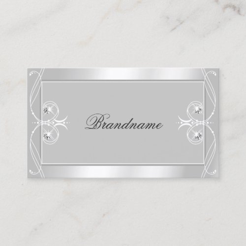 Ornate Silver Light Gray Sparkle Jewels Ornamental Business Card