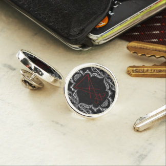 Ornate Silver Lucifer Sigil Occult Art Lapel Pin