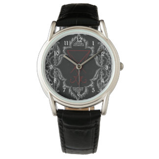 Ornate Silver Lucifer Sigil Occult Art Watch