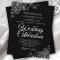 Ornate Silver on Black BUDGET Wedding Invitation