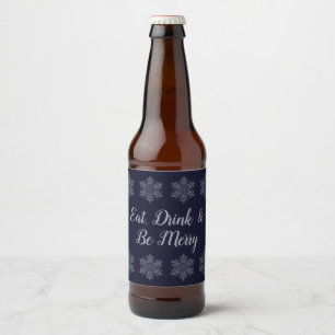 Ornate Silver Snowflake Beer Bottle Label