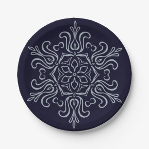Ornate Silver Snowflake Paper Plates