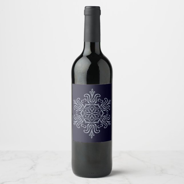 Ornate Silver Snowflake Wine Label (Front)