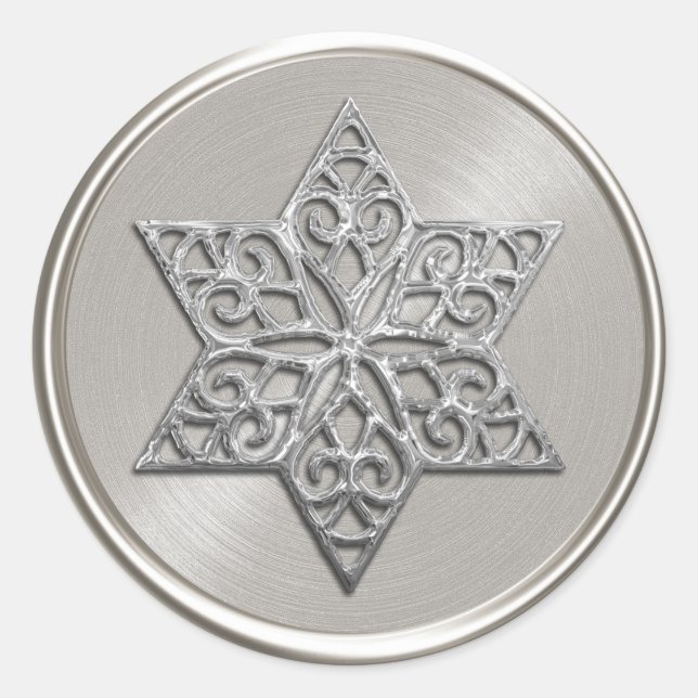 Ornate Silver Star of David Envelope Seal (Front)