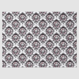 Ornate Skulls and Flowers on White Decoupage Tissue Paper