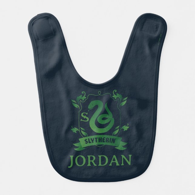 Ornate SLYTHERIN™ House Crest Baby Bib (Front)