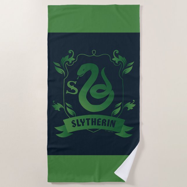 Ornate SLYTHERIN™ House Crest Beach Towel (Front)