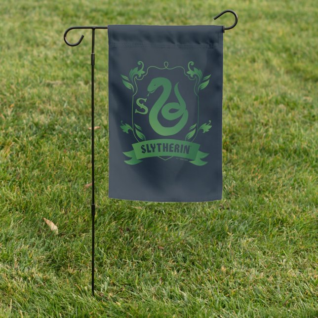 Ornate SLYTHERIN™ House Crest Garden Flag (In SItu)