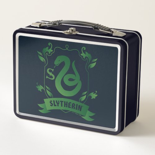 Ornate SLYTHERIN House Crest Metal Lunch Box