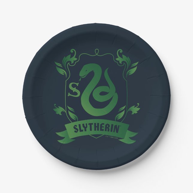 Ornate SLYTHERIN™ House Crest Paper Plates (Front)