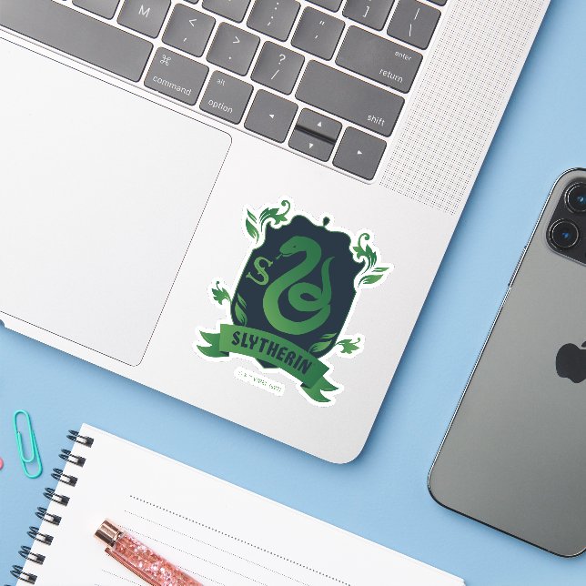 Ornate SLYTHERIN™ House Crest Sticker (Laptop w/ iPhone)