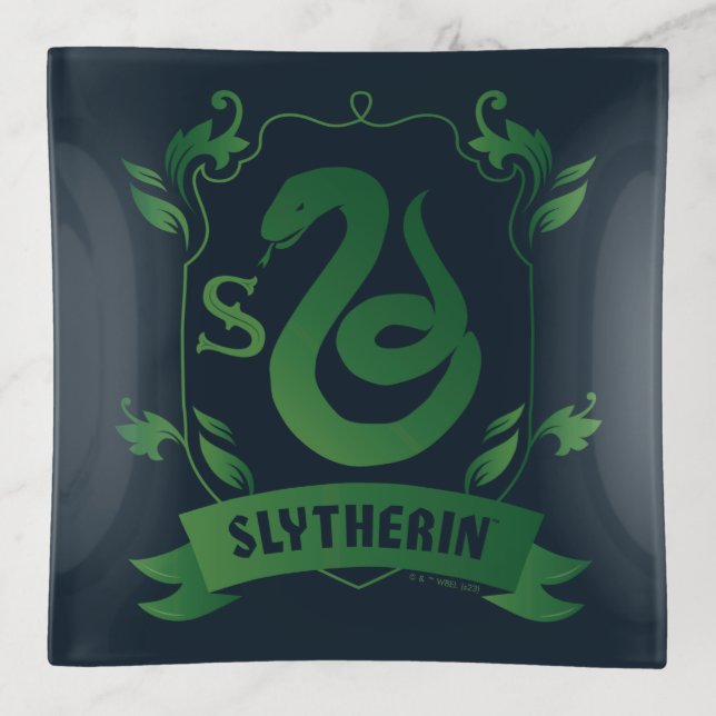 Ornate SLYTHERIN™ House Crest Trinket Tray (Front)