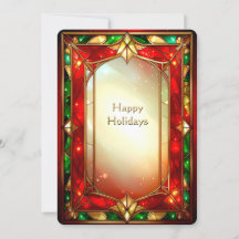 Ornate Stained Glass Frame Holiday Card