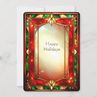 Ornate Stained Glass Frame Holiday Card