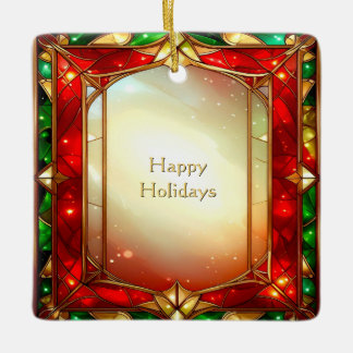Ornate Stained Glass Frame Holiday Ornament