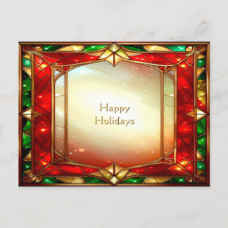 Ornate Stained Glass Frame Holiday Postcard
