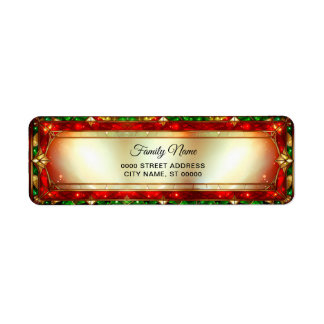 Ornate Stained Glass Frame Holiday Return Address Label