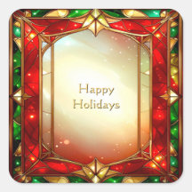 Ornate Stained Glass Frame Holiday Sticker