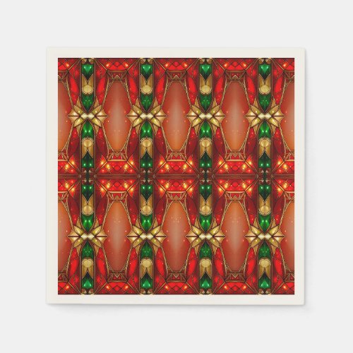 Ornate Stained Glass Holiday Napkin