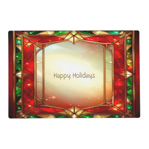 Ornate Stained Glass Holiday Paper Placemat