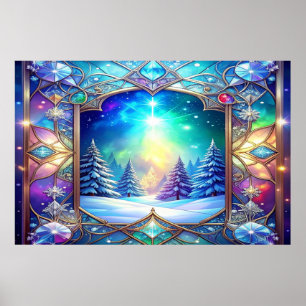 Ornate Stained Glass Holiday Poster