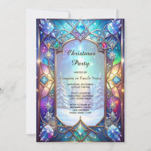 Ornate Stained Glass Pattern Holiday Party Invitation
