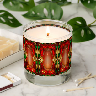 Ornate Stained Glass Pattern Holiday Scented Jar Candle