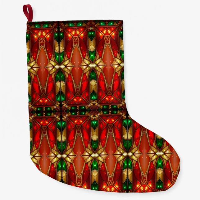 Ornate Stained Glass Pattern Holiday Stocking (Front)