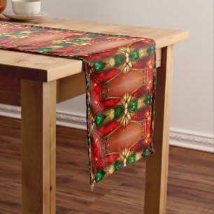 Ornate Stained Glass Pattern Holiday Table Runner