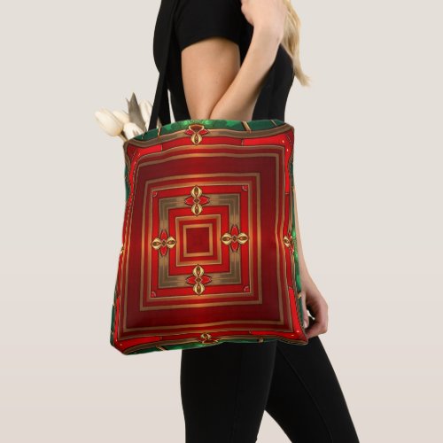 Ornate Stained Glass Pattern Holiday Tote Bag