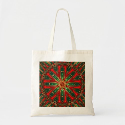 Ornate Stained Glass Pattern Holiday Tote Bag