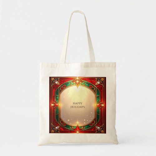 Ornate Stained Glass Pattern Holiday Tote Bag