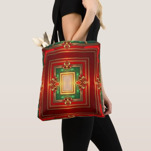 Ornate Stained Glass Pattern Holiday Tote Bag