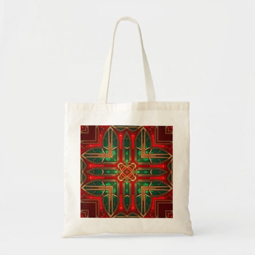 Ornate Stained Glass Pattern Holiday Tote Bag