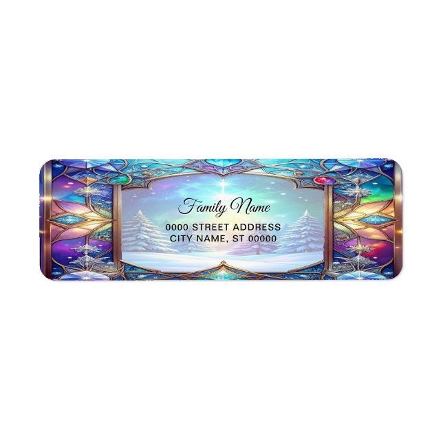 Ornate Stained Glass Pattern Return Address Label (Front)