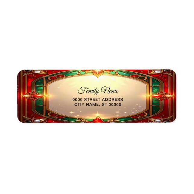 Ornate Stained Glass Pattern Return Address Label (Front)