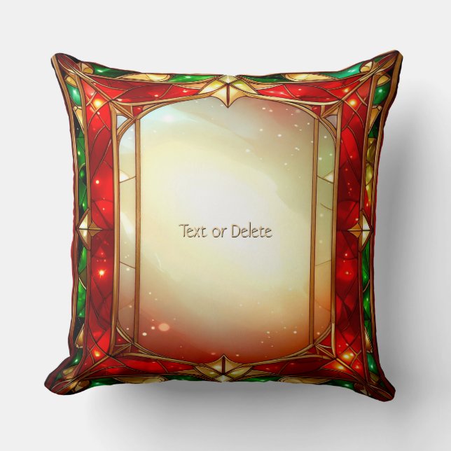 Ornate Stained Glass Pattern Throw Pillow (Front)