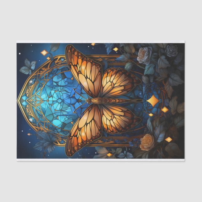 Ornate stained-glass style butterfly tissue paper (Front)