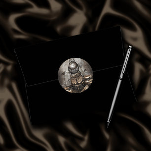 Ornate Steampunk Cauldron Spellbooks and Clocks Classic Round Sticker