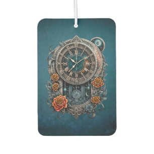 Ornate Steampunk Clock with Roses. Air Freshener