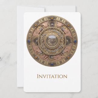 Ornate Steampunk Clockwork Mandala with Brass Gear Invitation