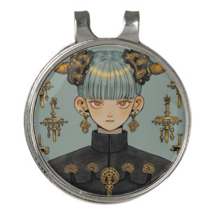 Ornate Steampunk Fantasy Anime Girl Golf Hat Clip