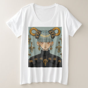 Ornate Steampunk Fantasy Anime Girl Plus Size T-Shirt