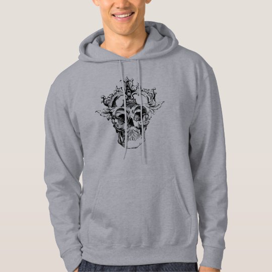 Ornate style graphic design skull men's hoodie