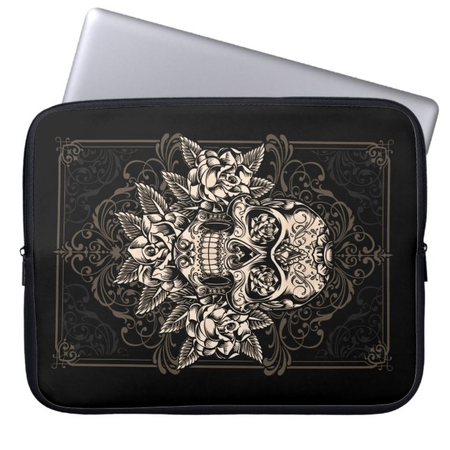 Ornate Sugar Skull Laptop Sleeve (Front)