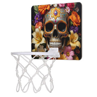 Ornate Sugar Skull Mini Basketball Hoop