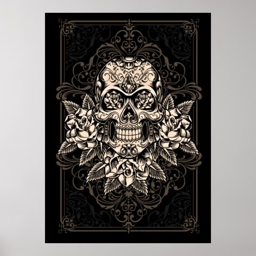 Ornate Sugar Skull Poster